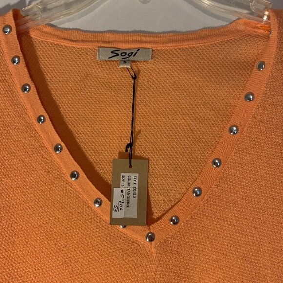 Sogi sweater NWT tangerine S Small tunic beaded - Picture 2 of 6
